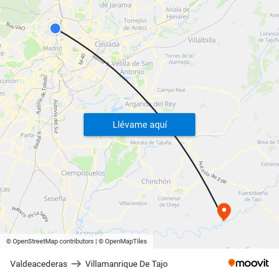 Valdeacederas to Villamanrique De Tajo map