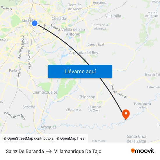 Sainz De Baranda to Villamanrique De Tajo map