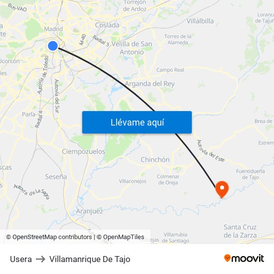 Usera to Villamanrique De Tajo map