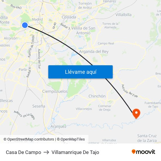 Casa De Campo to Villamanrique De Tajo map