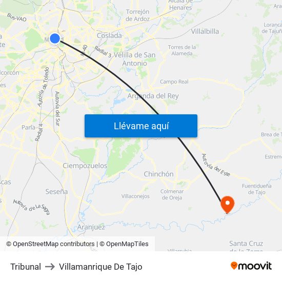 Tribunal to Villamanrique De Tajo map