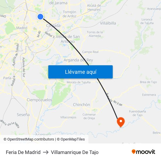 Feria De Madrid to Villamanrique De Tajo map