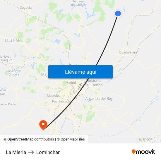 La Mierla to Lominchar map
