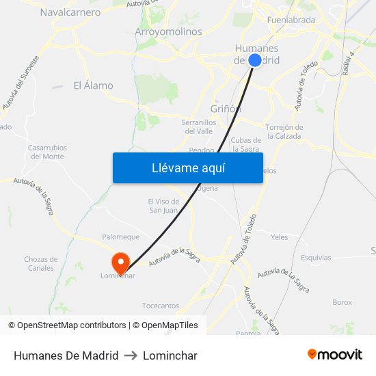 Humanes De Madrid to Lominchar map