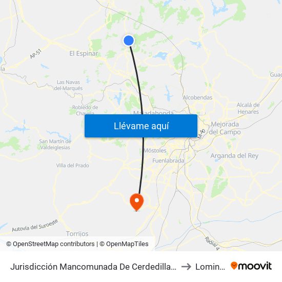 Jurisdicción Mancomunada De Cerdedilla Y Navacerrada to Lominchar map