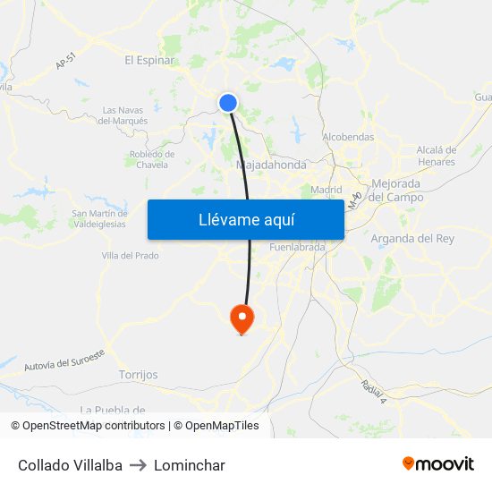 Collado Villalba to Lominchar map