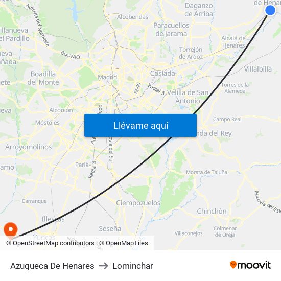 Azuqueca De Henares to Lominchar map
