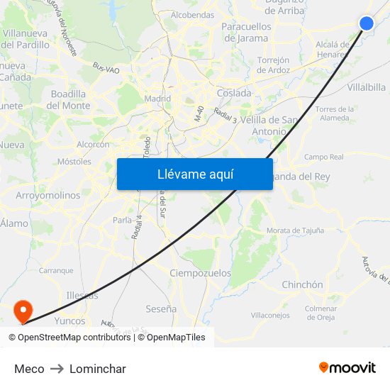 Meco to Lominchar map