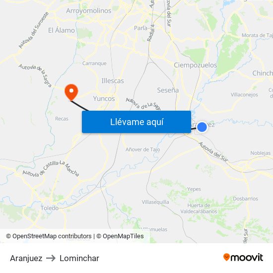 Aranjuez to Lominchar map