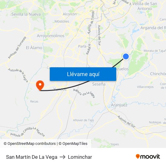 San Martín De La Vega to Lominchar map