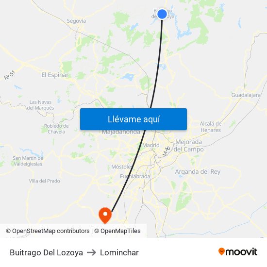 Buitrago Del Lozoya to Lominchar map