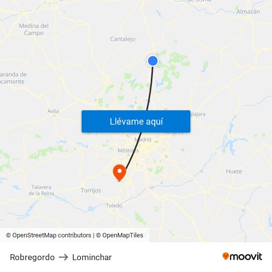 Robregordo to Lominchar map