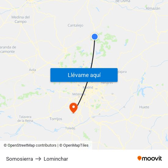 Somosierra to Lominchar map