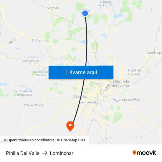 Pinilla Del Valle to Lominchar map