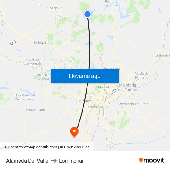 Alameda Del Valle to Lominchar map