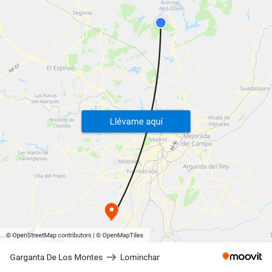 Garganta De Los Montes to Lominchar map