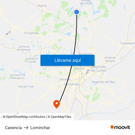 Canencia to Lominchar map