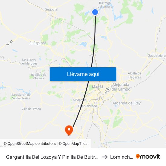Gargantilla Del Lozoya Y Pinilla De Buitrago to Lominchar map