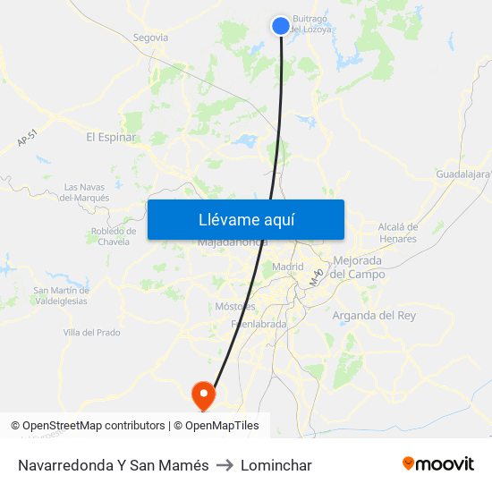 Navarredonda Y San Mamés to Lominchar map