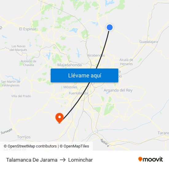 Talamanca De Jarama to Lominchar map