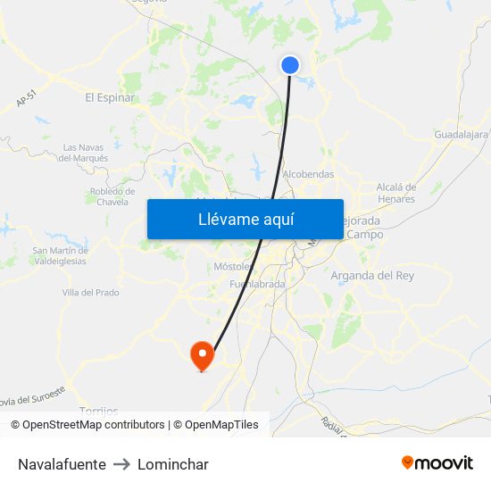 Navalafuente to Lominchar map
