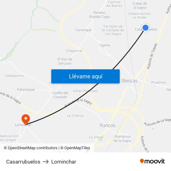 Casarrubuelos to Lominchar map