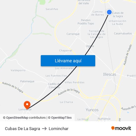 Cubas De La Sagra to Lominchar map
