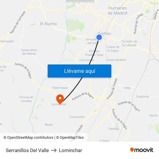 Serranillos Del Valle to Lominchar map