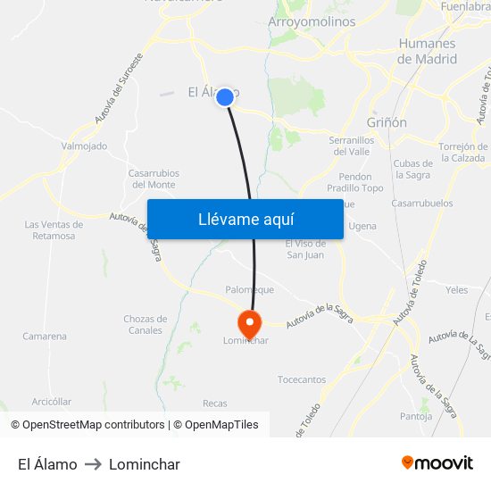 El Álamo to Lominchar map