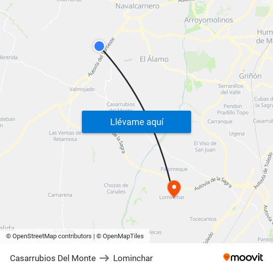 Casarrubios Del Monte to Lominchar map
