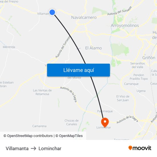 Villamanta to Lominchar map