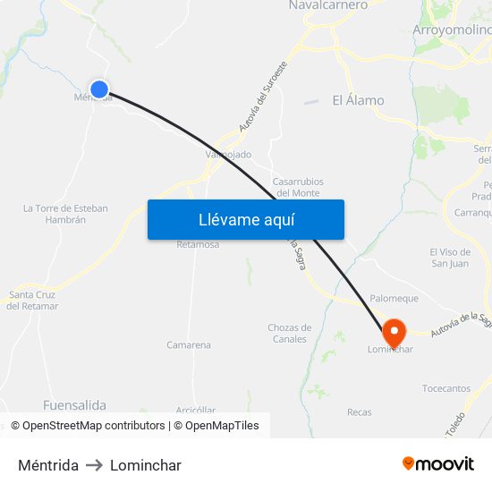 Méntrida to Lominchar map