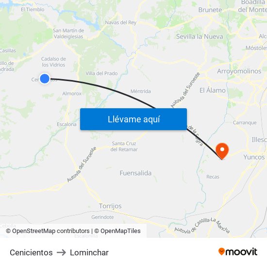 Cenicientos to Lominchar map