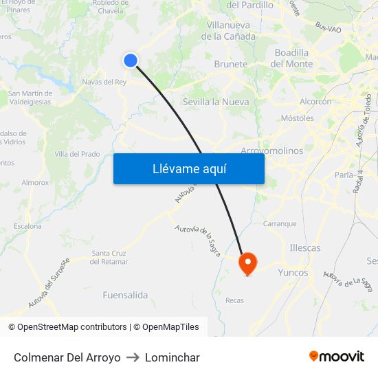 Colmenar Del Arroyo to Lominchar map