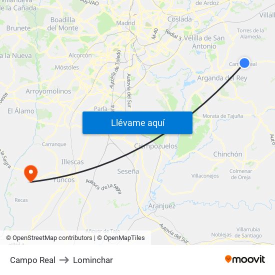 Campo Real to Lominchar map
