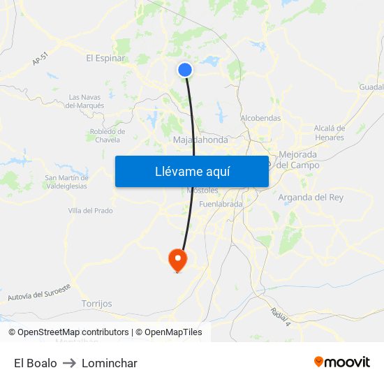 El Boalo to Lominchar map