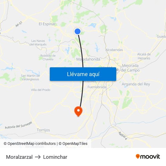 Moralzarzal to Lominchar map