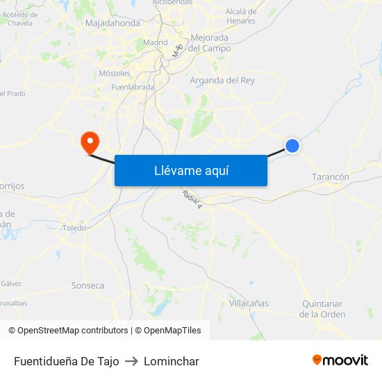 Fuentidueña De Tajo to Lominchar map