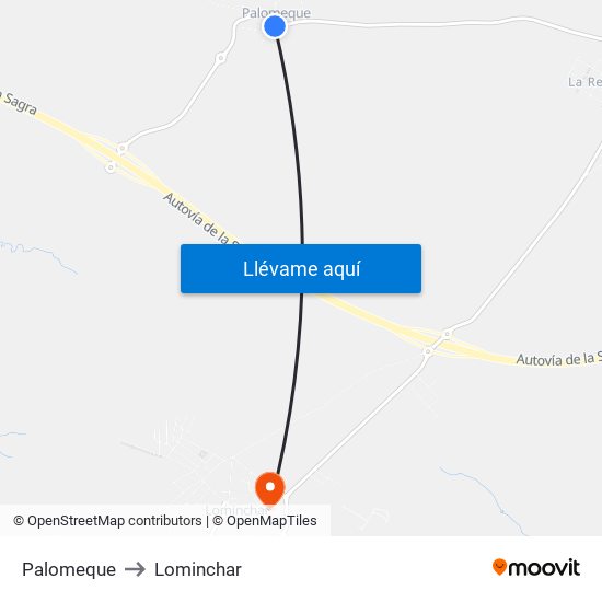 Palomeque to Lominchar map