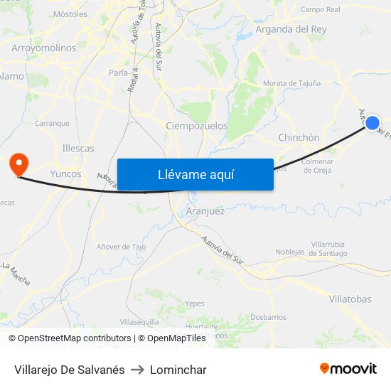 Villarejo De Salvanés to Lominchar map