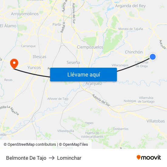 Belmonte De Tajo to Lominchar map