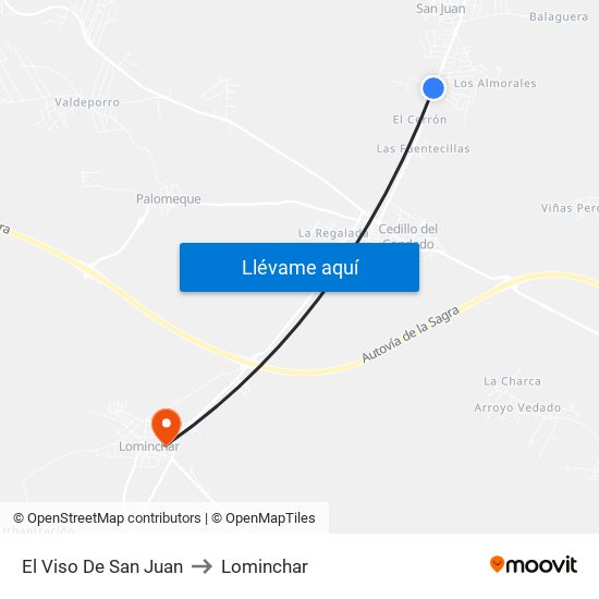 El Viso De San Juan to Lominchar map