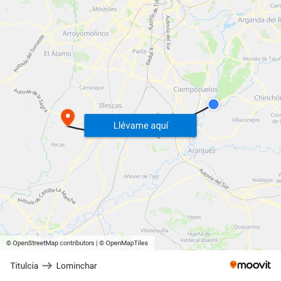 Titulcia to Lominchar map