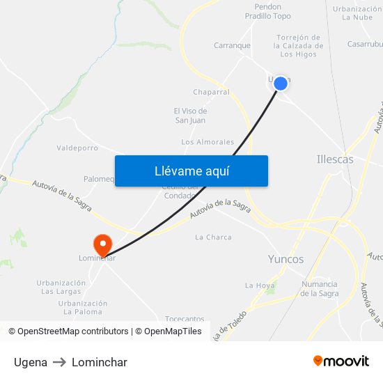 Ugena to Lominchar map