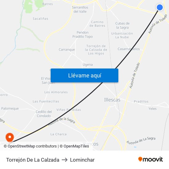 Torrejón De La Calzada to Lominchar map