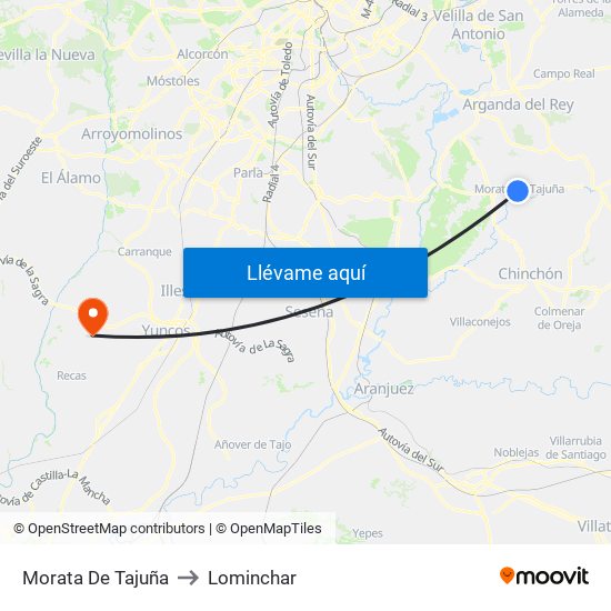 Morata De Tajuña to Lominchar map