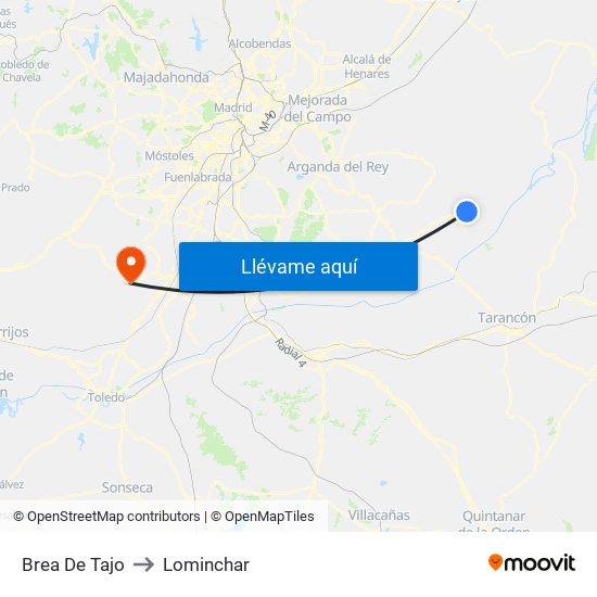 Brea De Tajo to Lominchar map