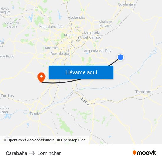 Carabaña to Lominchar map