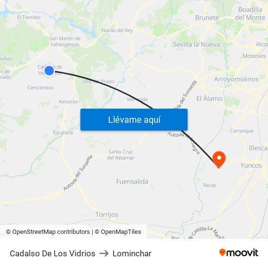 Cadalso De Los Vidrios to Lominchar map