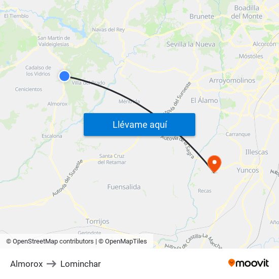 Almorox to Lominchar map